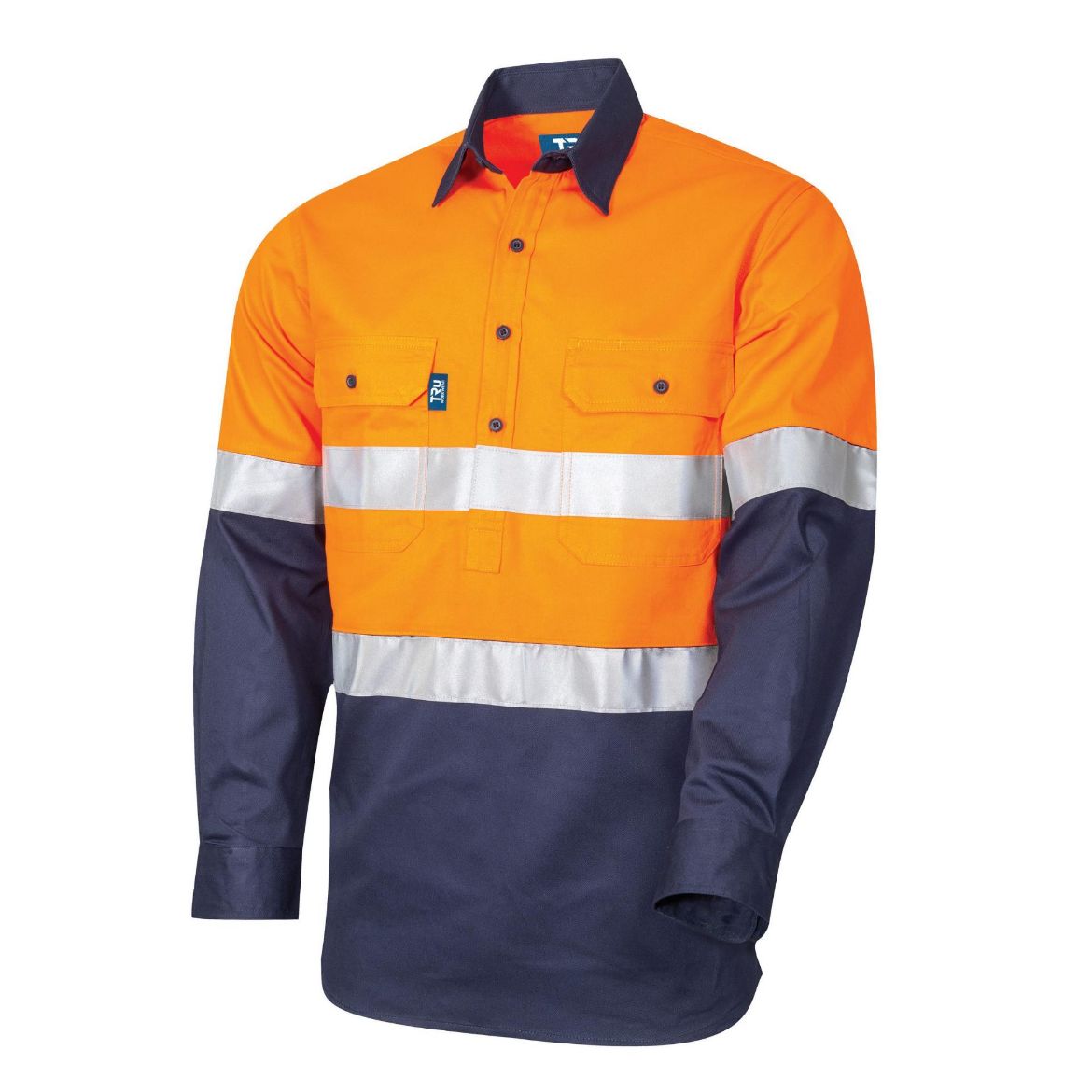 Picture of TRU Workwear - Lightweight Vented L/S Closed Front Hi-Vis Drill Shirt With 3M Tape